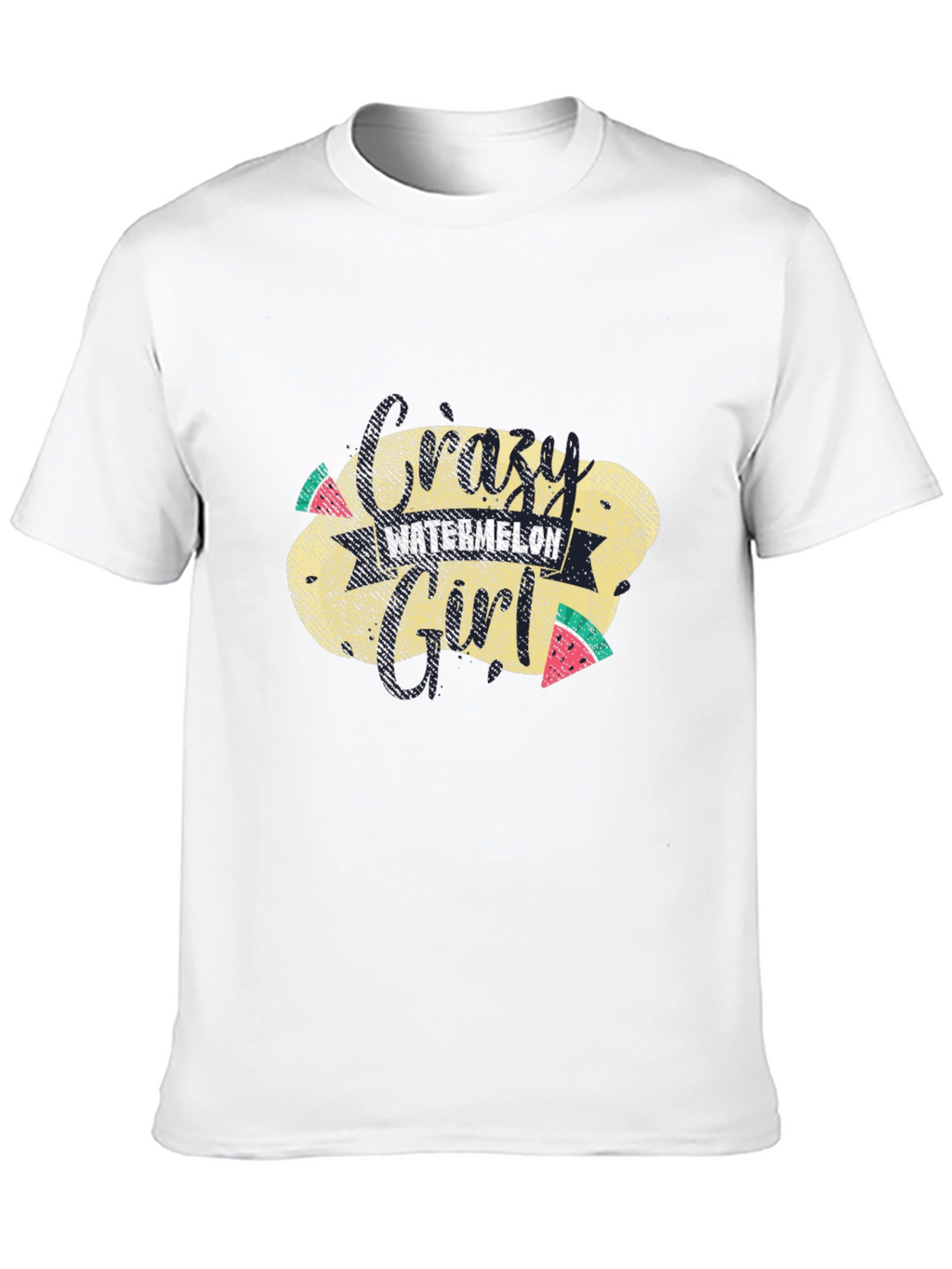 Crazy Watermelon Girl T-Shirt - Black Cotton Tee