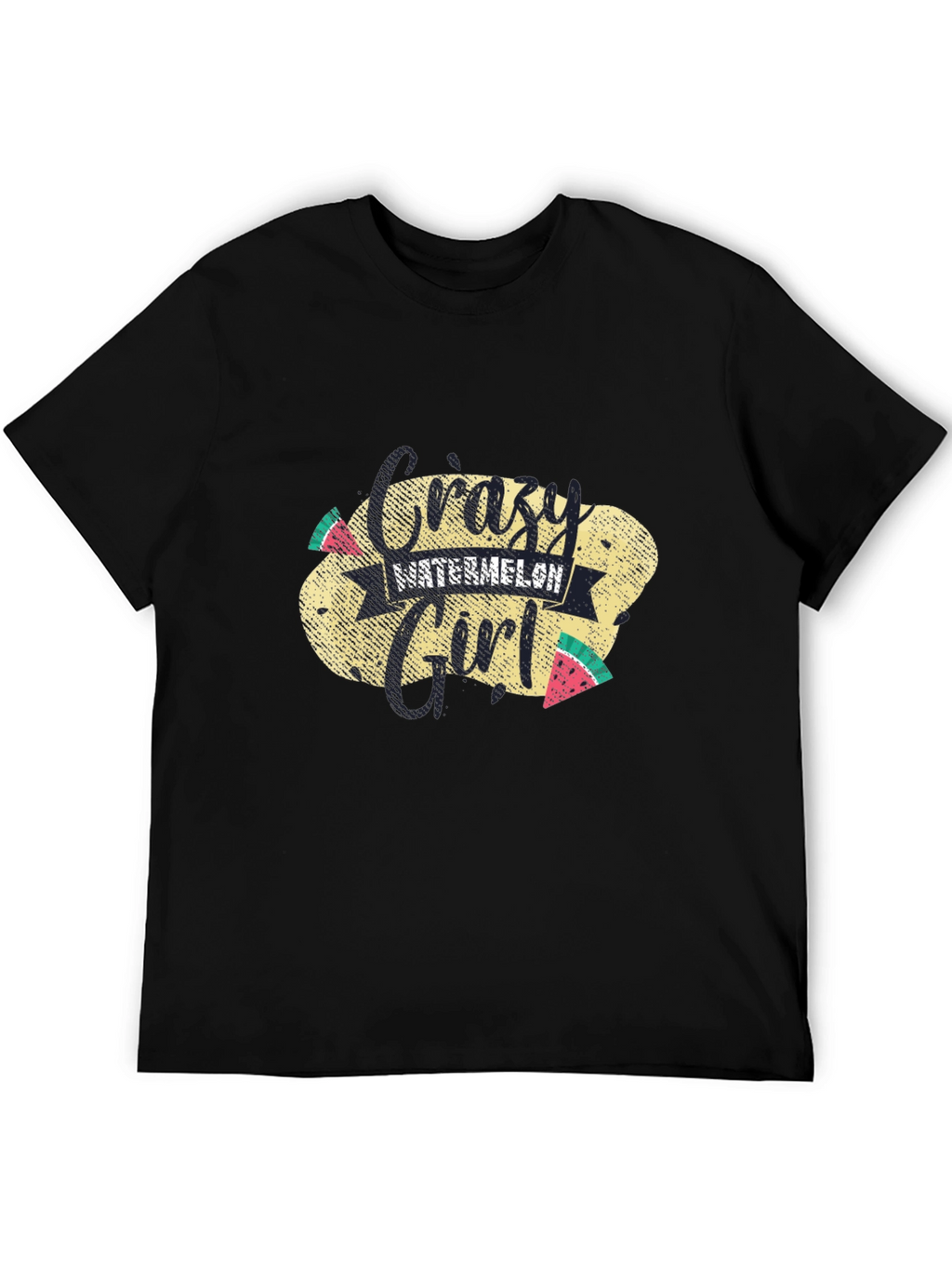 Crazy Watermelon Girl T-Shirt - Black Cotton Tee