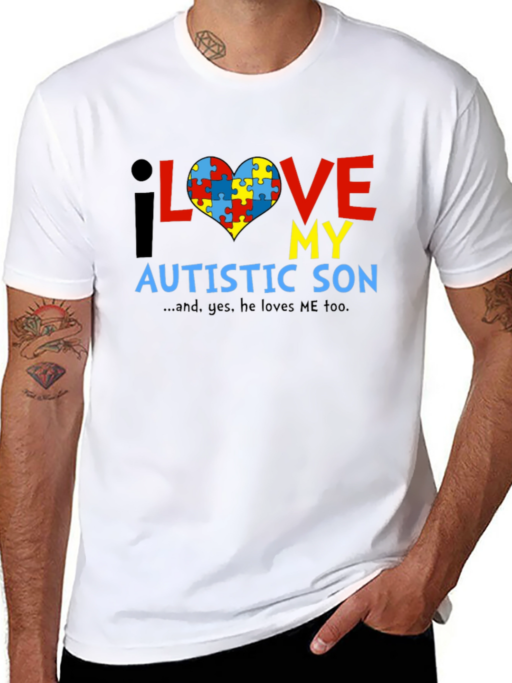 Autism Awareness T-Shirt - I Love My Autistic Son