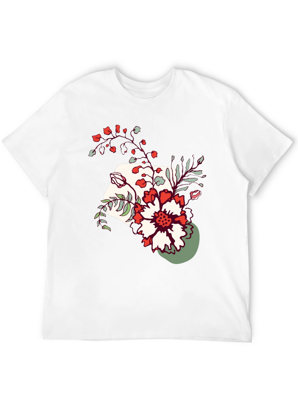 Floral Graphic Tee - Mens Casual Black T-Shirt