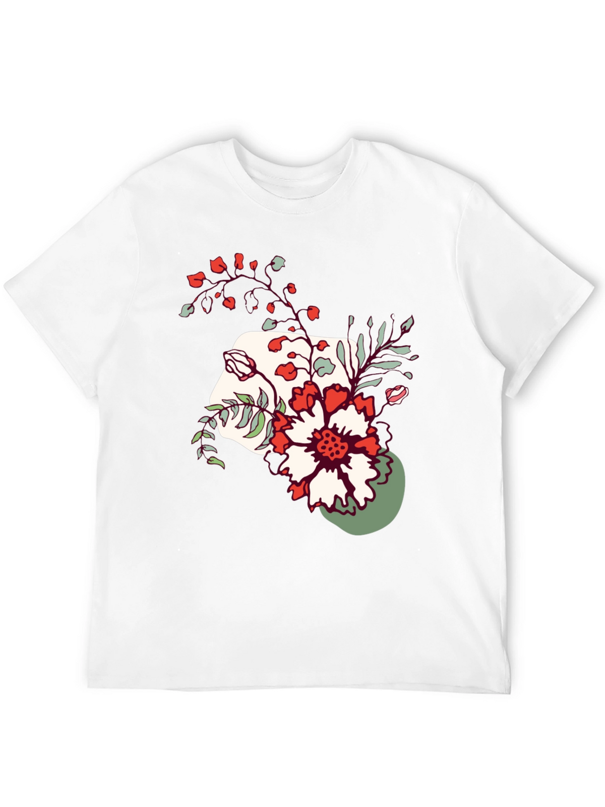 Floral Graphic Tee - Mens Casual Black T-Shirt