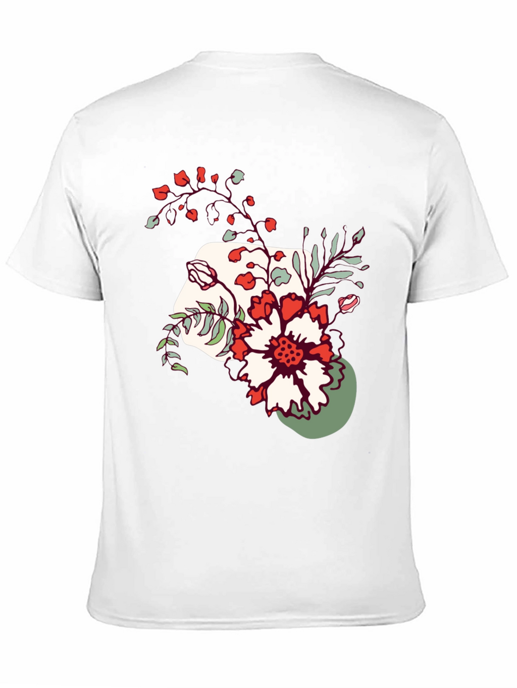 Floral Graphic Tee - Mens Casual Black T-Shirt