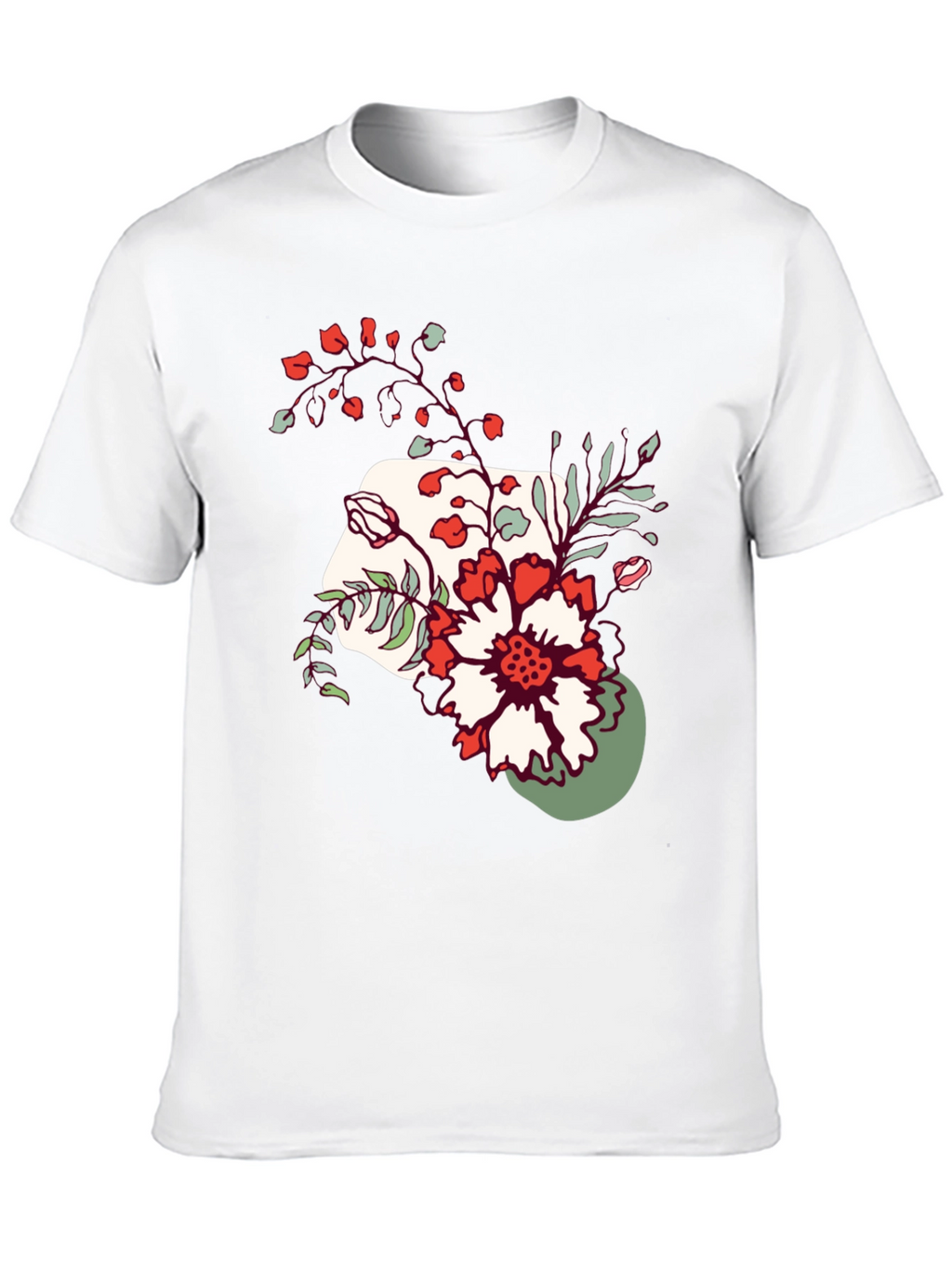 Floral Graphic Tee - Mens Casual Black T-Shirt