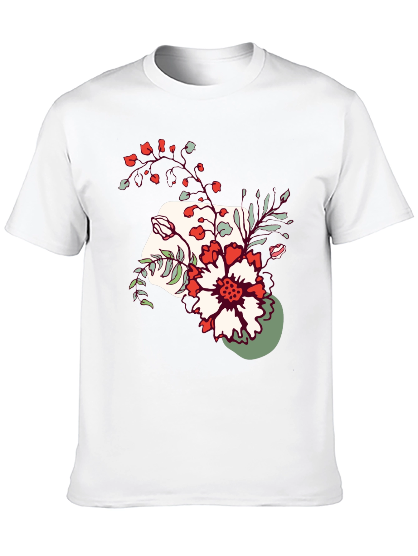 Floral Graphic Tee - Mens Casual Black T-Shirt