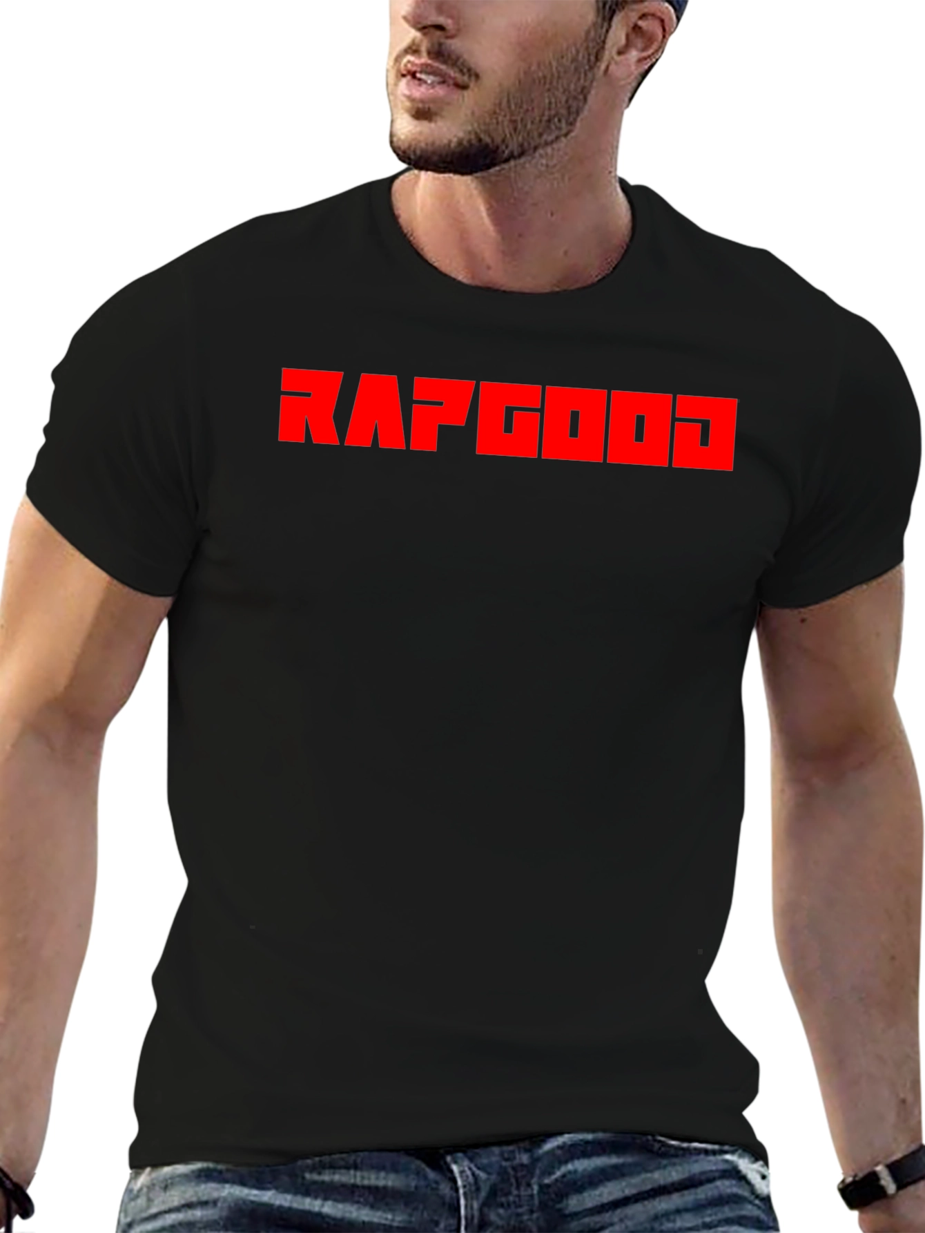RAPGOD Graphic Tee - Bold Red Print on Black