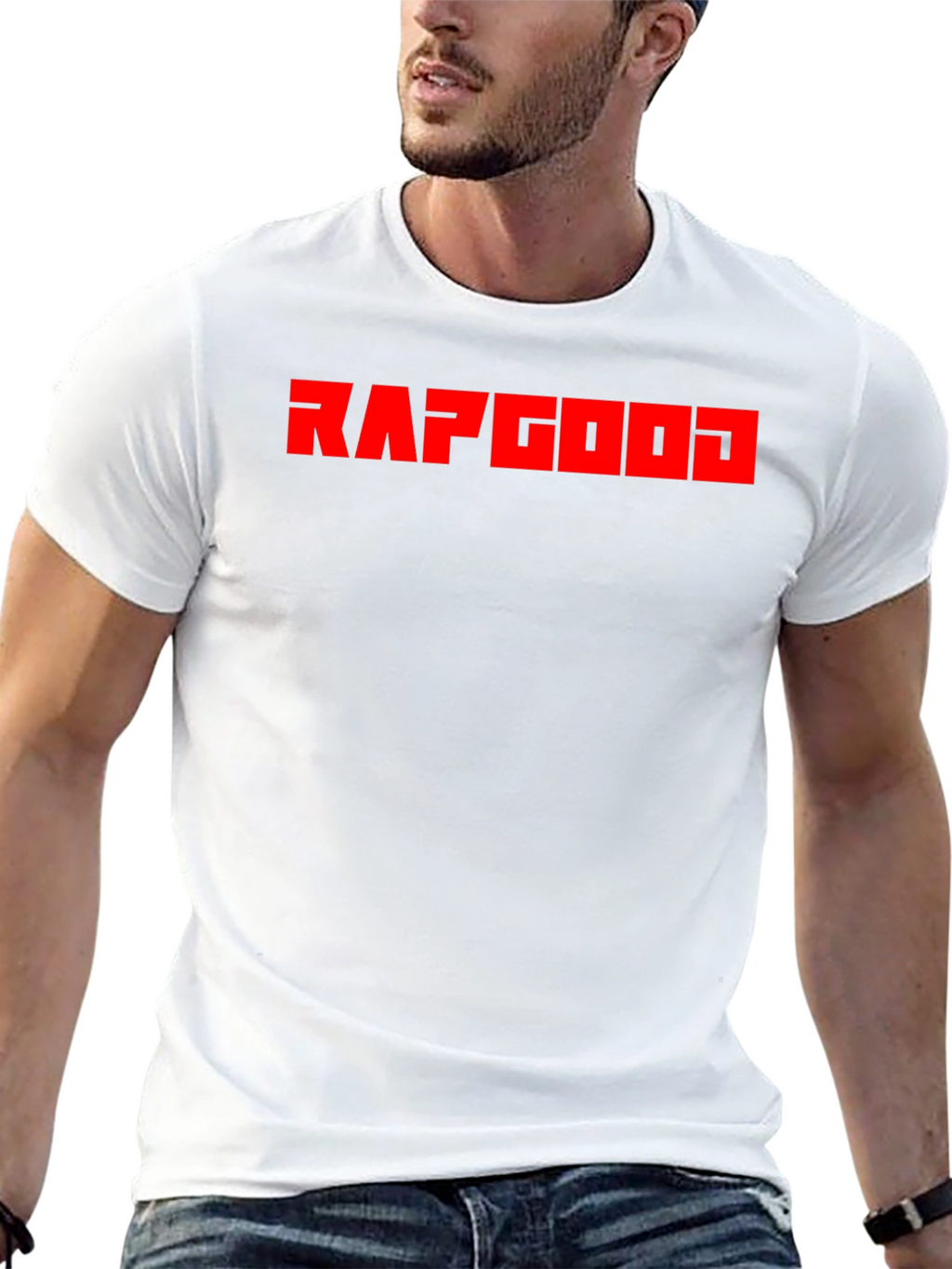 RAPGOD Graphic Tee - Bold Red Print on Black