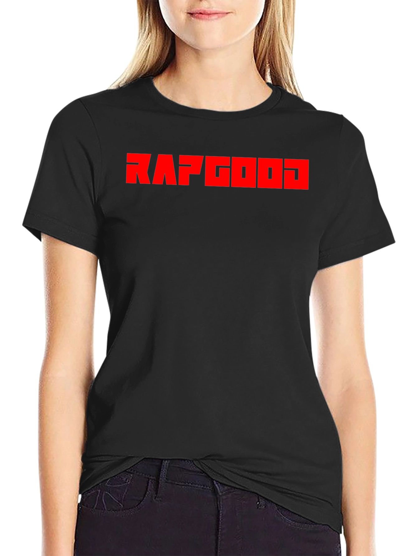 RAPGOD Graphic Tee - Bold Red Print on Black