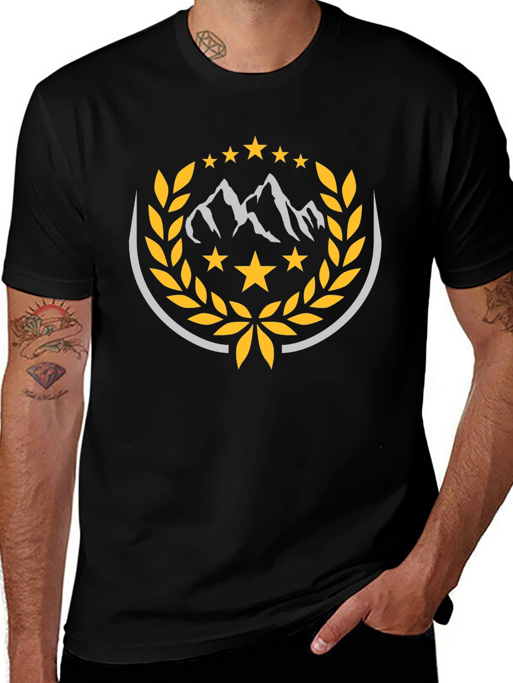 Mountain Star Crest Black T-Shirt