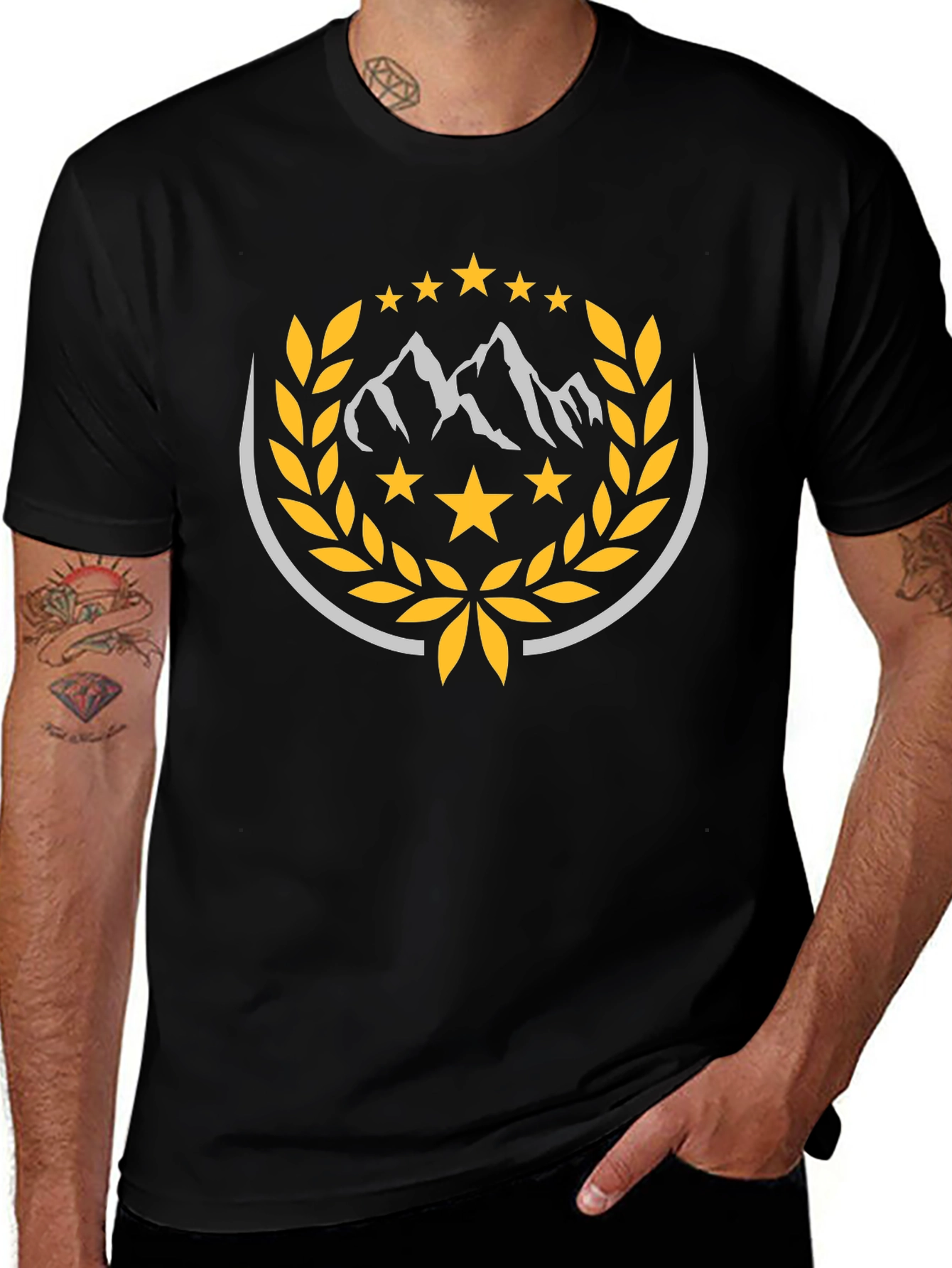 Mountain Star Crest Black T-Shirt