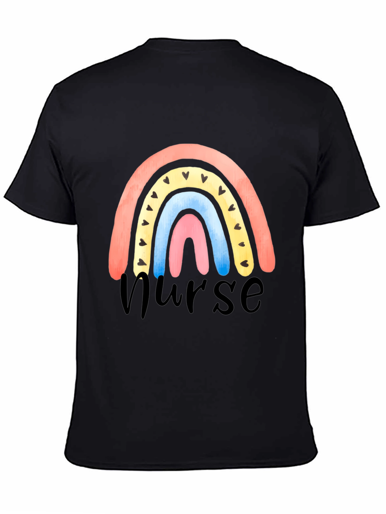 Nurse Rainbow Heart Graphic T-Shirt