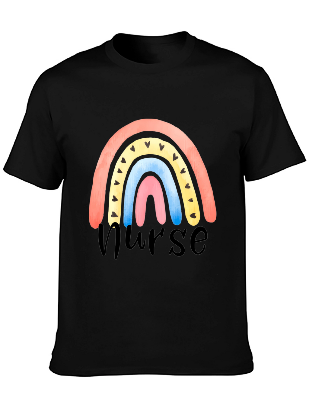 Nurse Rainbow Heart Graphic T-Shirt
