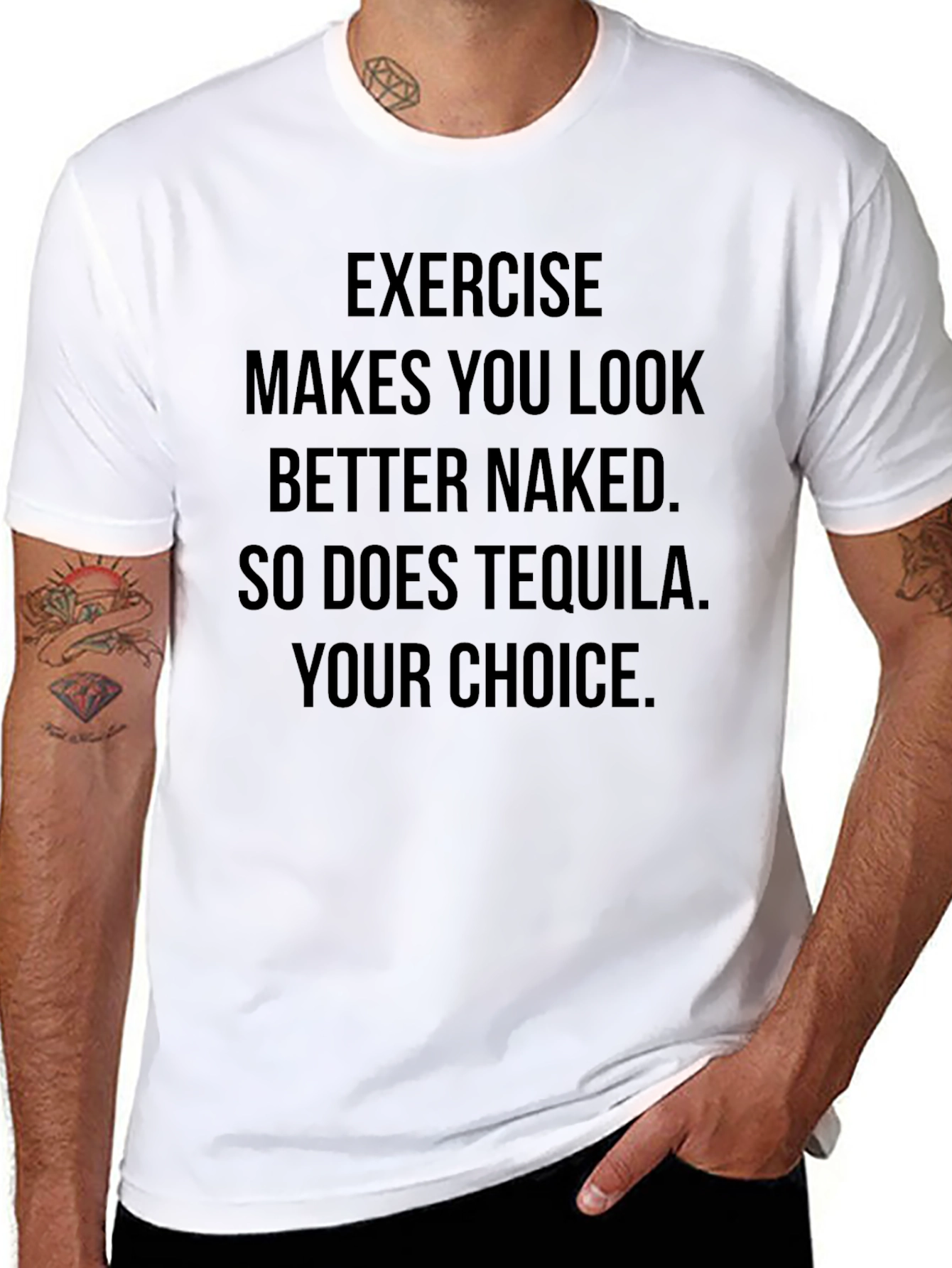 Exercise or Tequila T-Shirt - Funny Graphic Tee