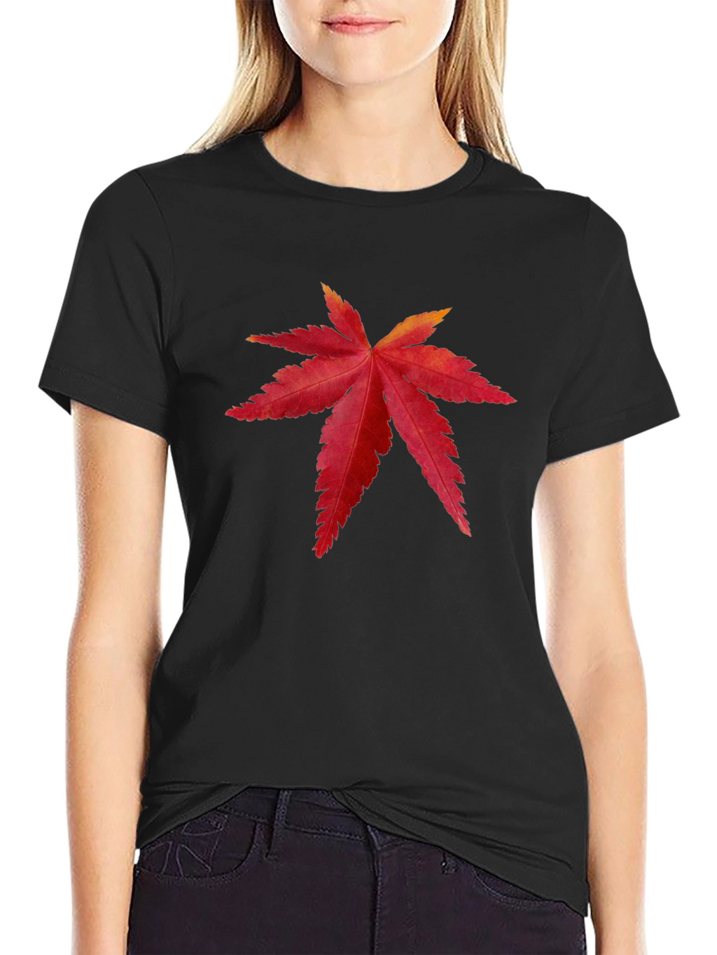 Maple Leaf Graphic Tee - Stylish Black T-Shirt