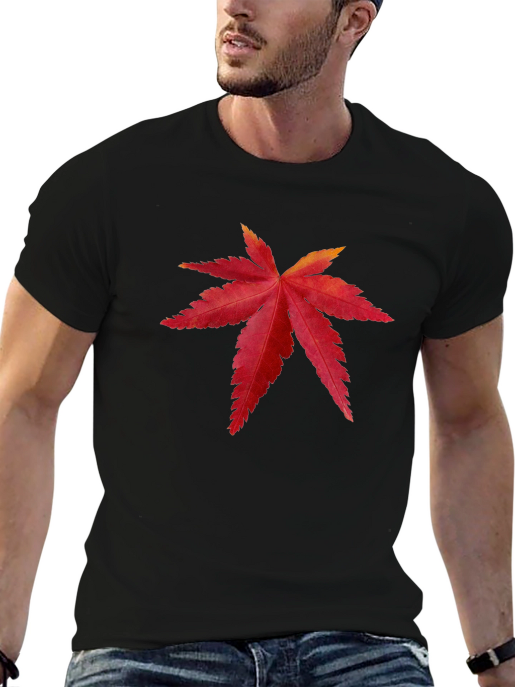 Maple Leaf Graphic Tee - Stylish Black T-Shirt