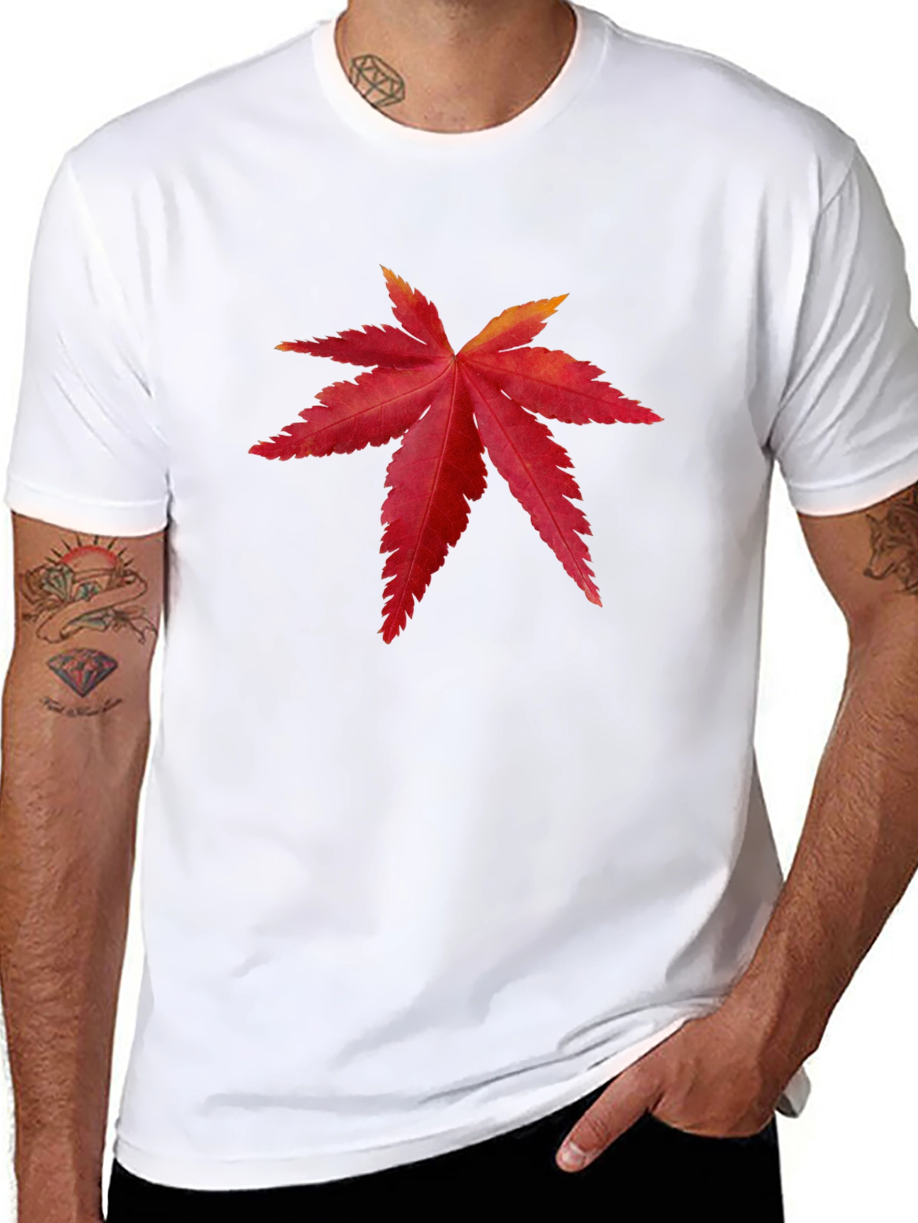 Maple Leaf Graphic Tee - Stylish Black T-Shirt