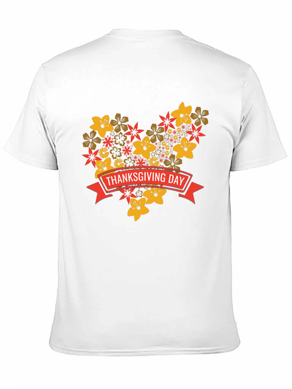 Thanksgiving Day Floral Heart T-Shirt - Black