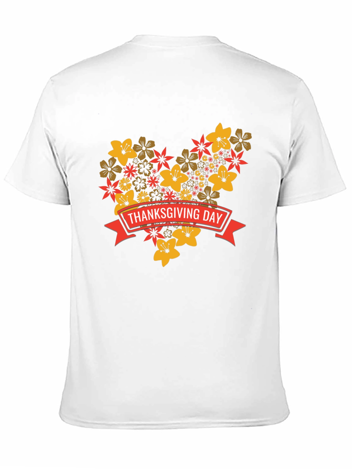 Thanksgiving Day Floral Heart T-Shirt - Black