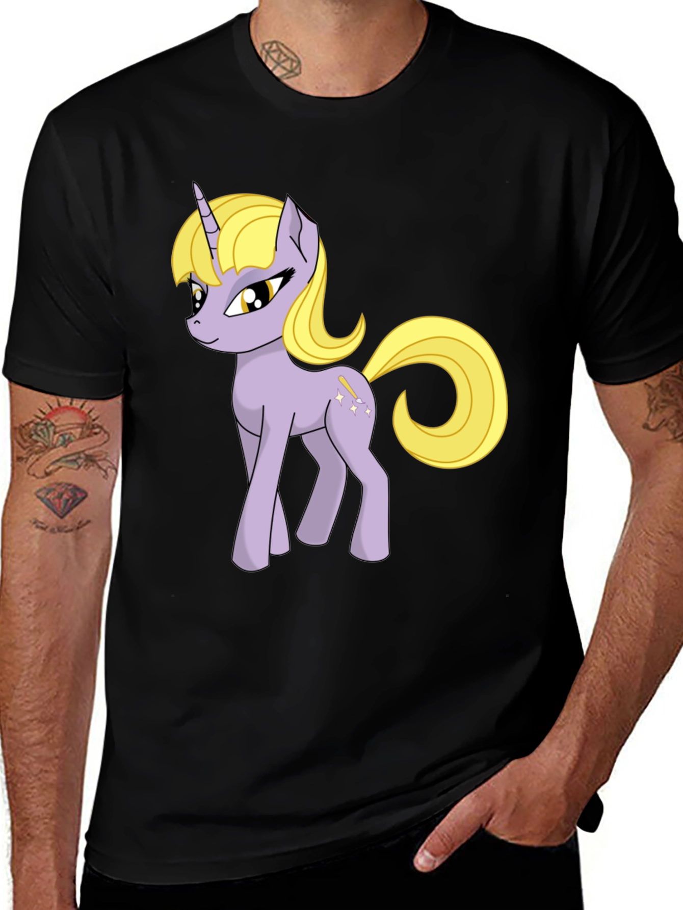 Unicorn Graphic Tee - Black Cotton Shirt