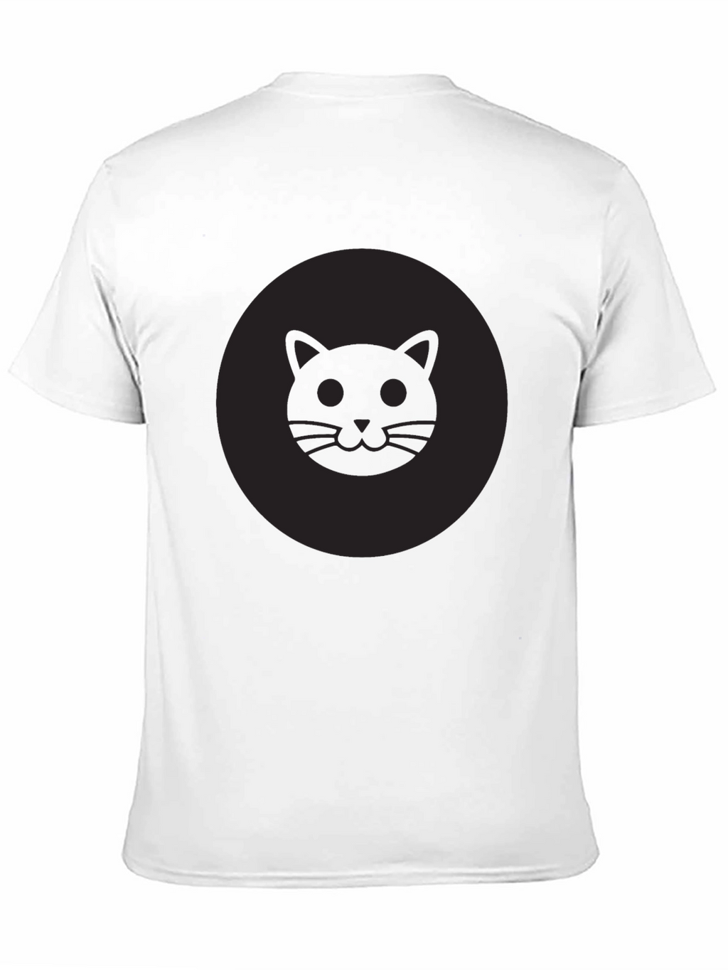 Mens Black Cat Face Graphic Crew Neck T-Shirt