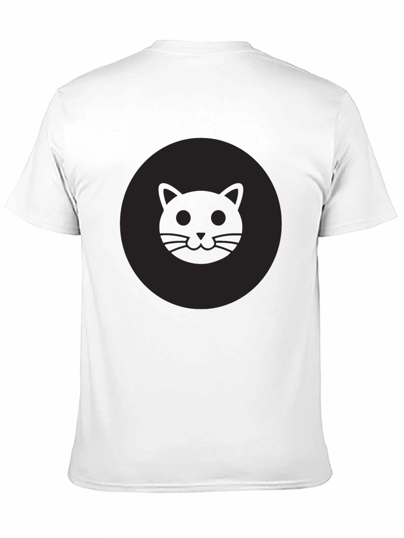 Mens Black Cat Face Graphic Crew Neck T-Shirt