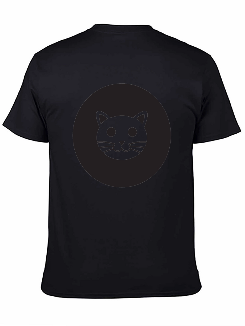 Mens Black Cat Face Graphic Crew Neck T-Shirt