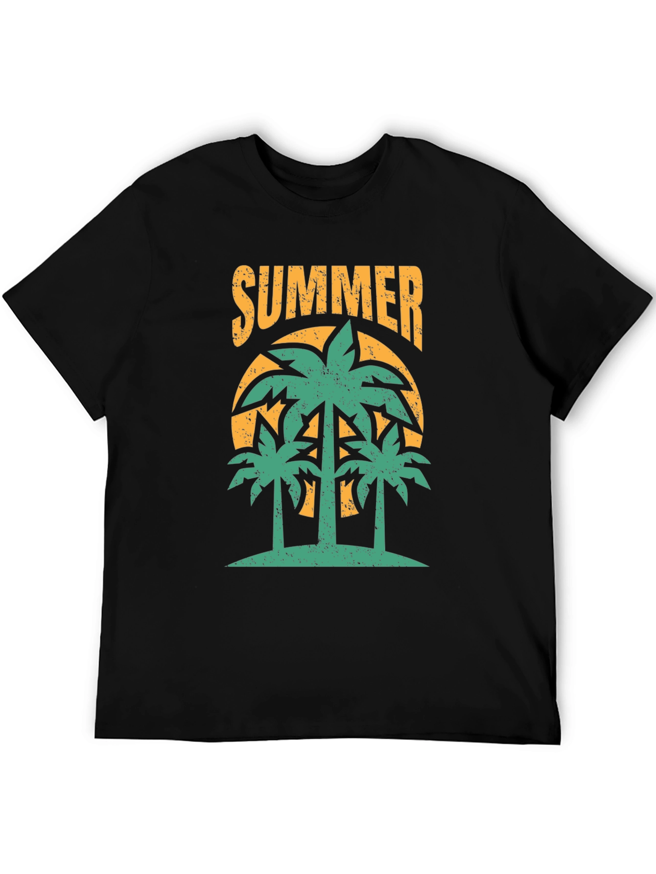 Summer Palm Tree Graphic Black T-Shirt