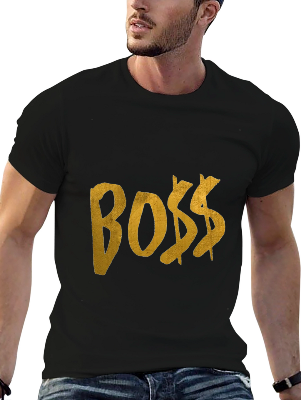 BOSS Graphic Tee - Black Cotton T-Shirt