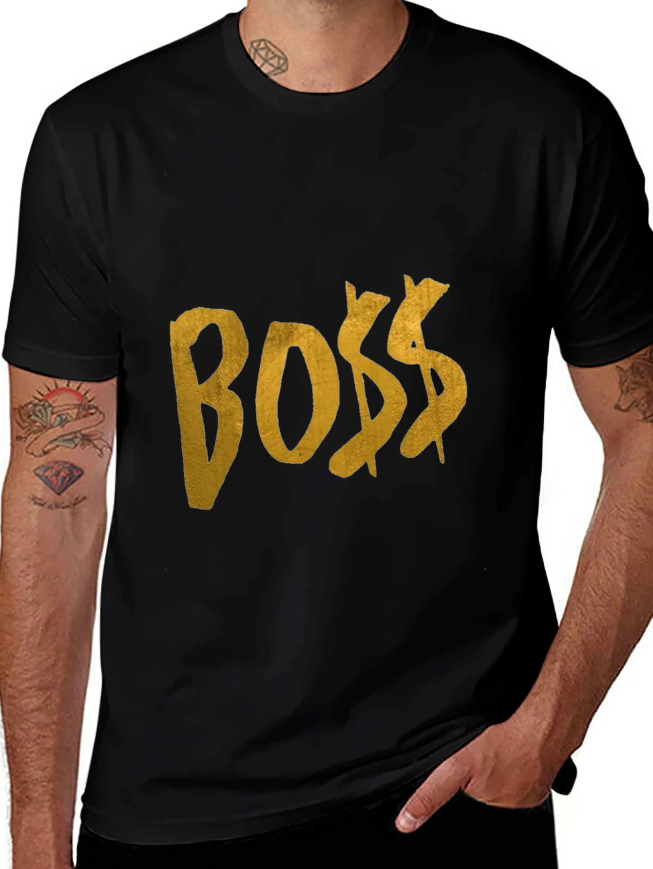BOSS Graphic Tee - Black Cotton T-Shirt