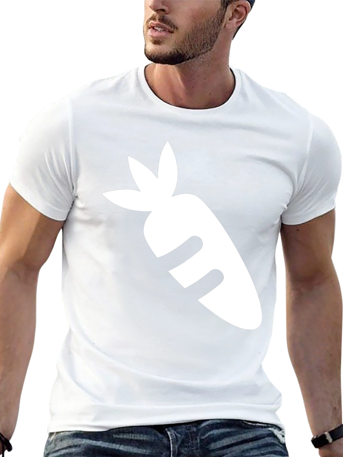 Black T-Shirt with White Carrot Graphic