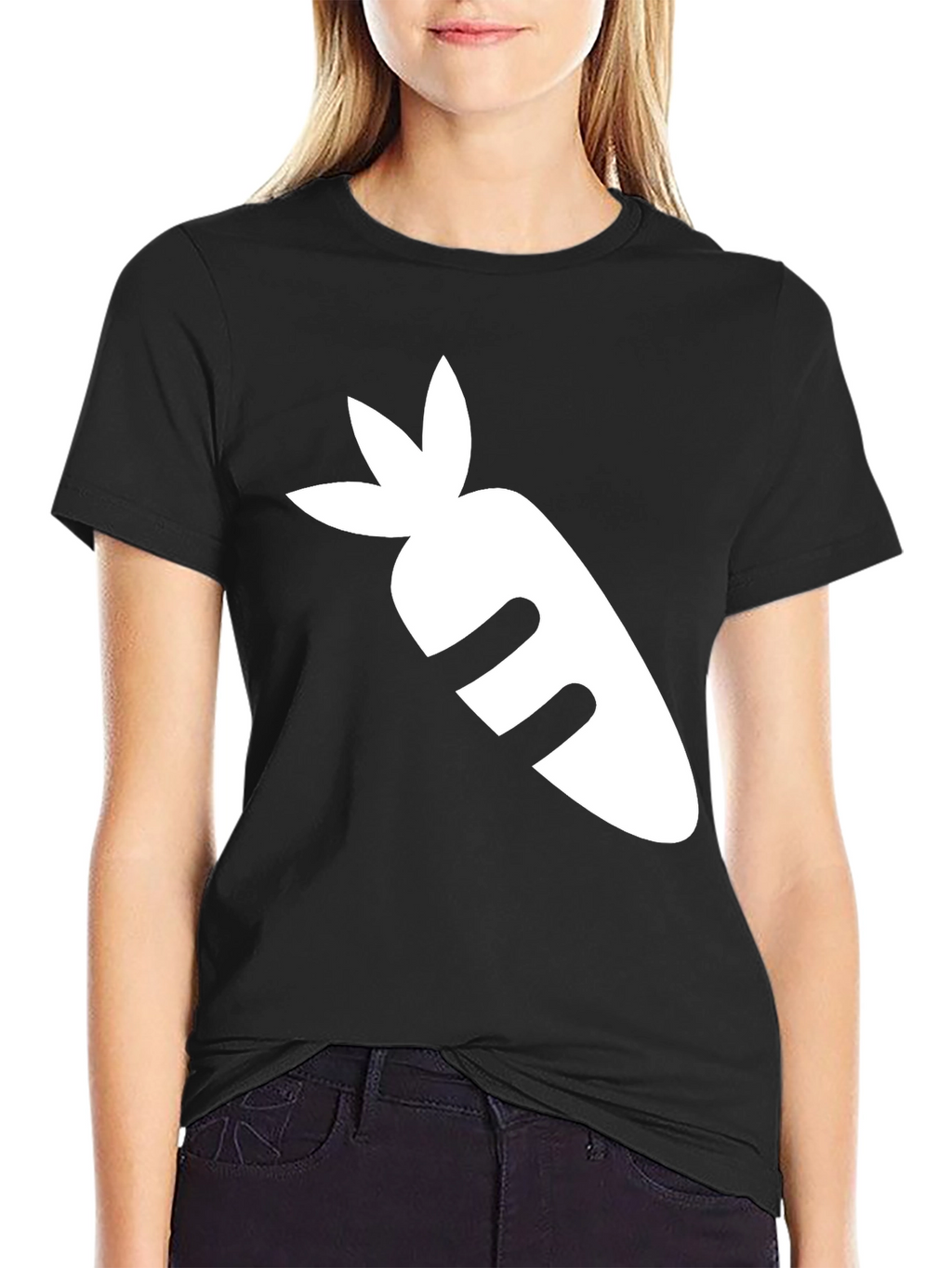 Black T-Shirt with White Carrot Graphic