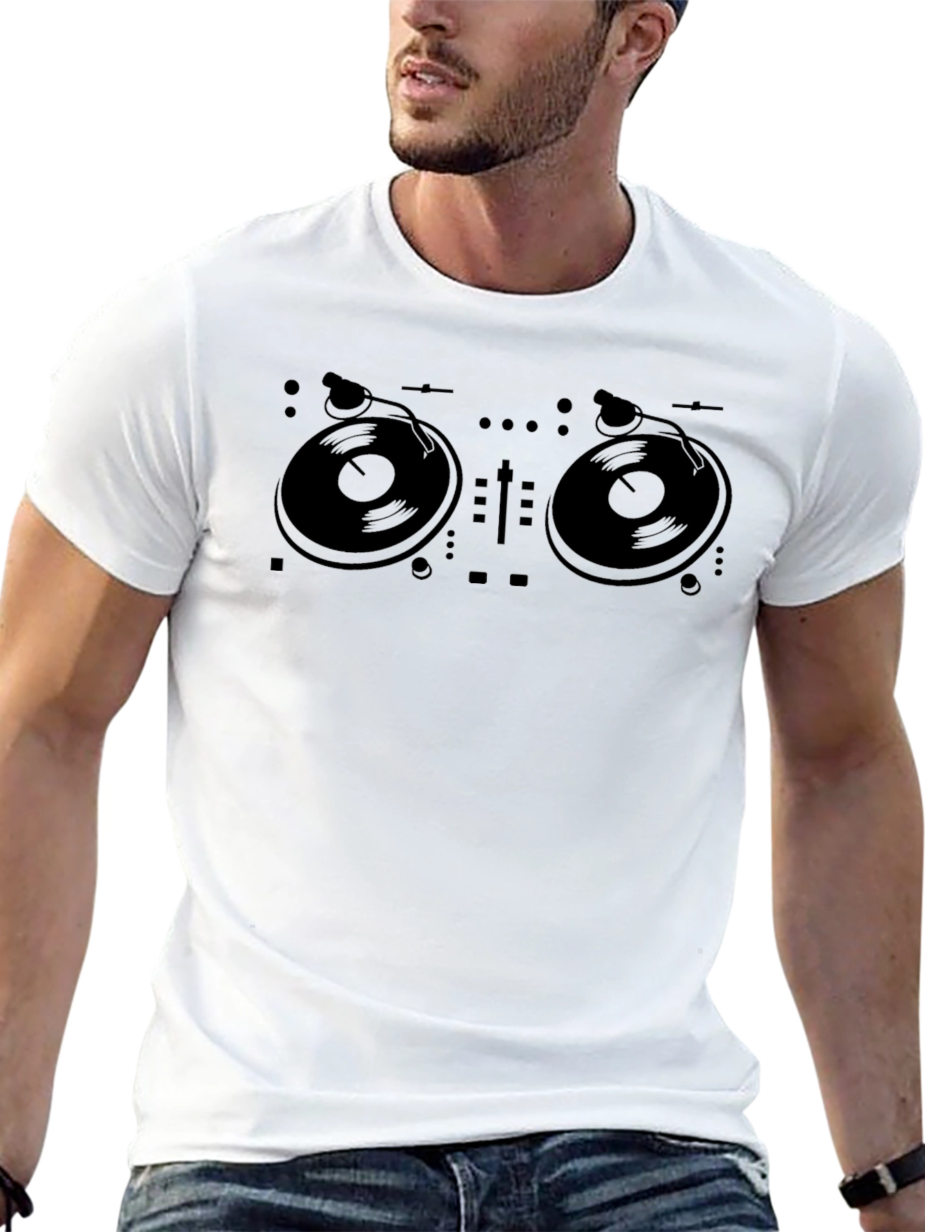 DJ Turntable Graphic Tee - Black