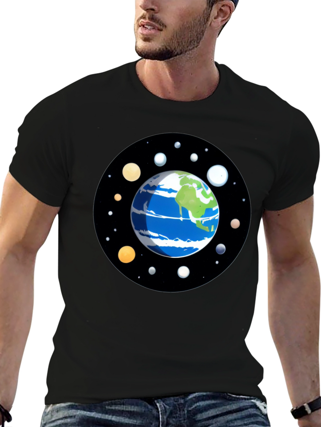 Planet Earth Graphic Tee - Space Lover Shirt