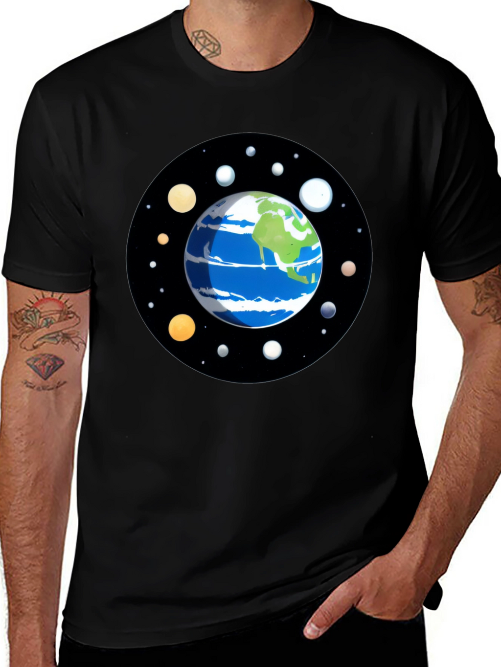Planet Earth Graphic Tee - Space Lover Shirt
