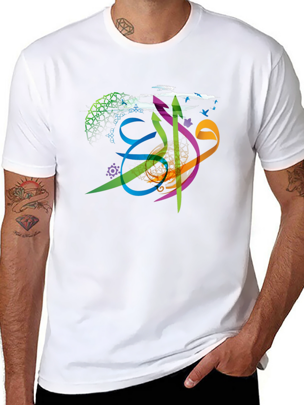 Artistic Arabic Calligraphy Mens T-Shirt - Black