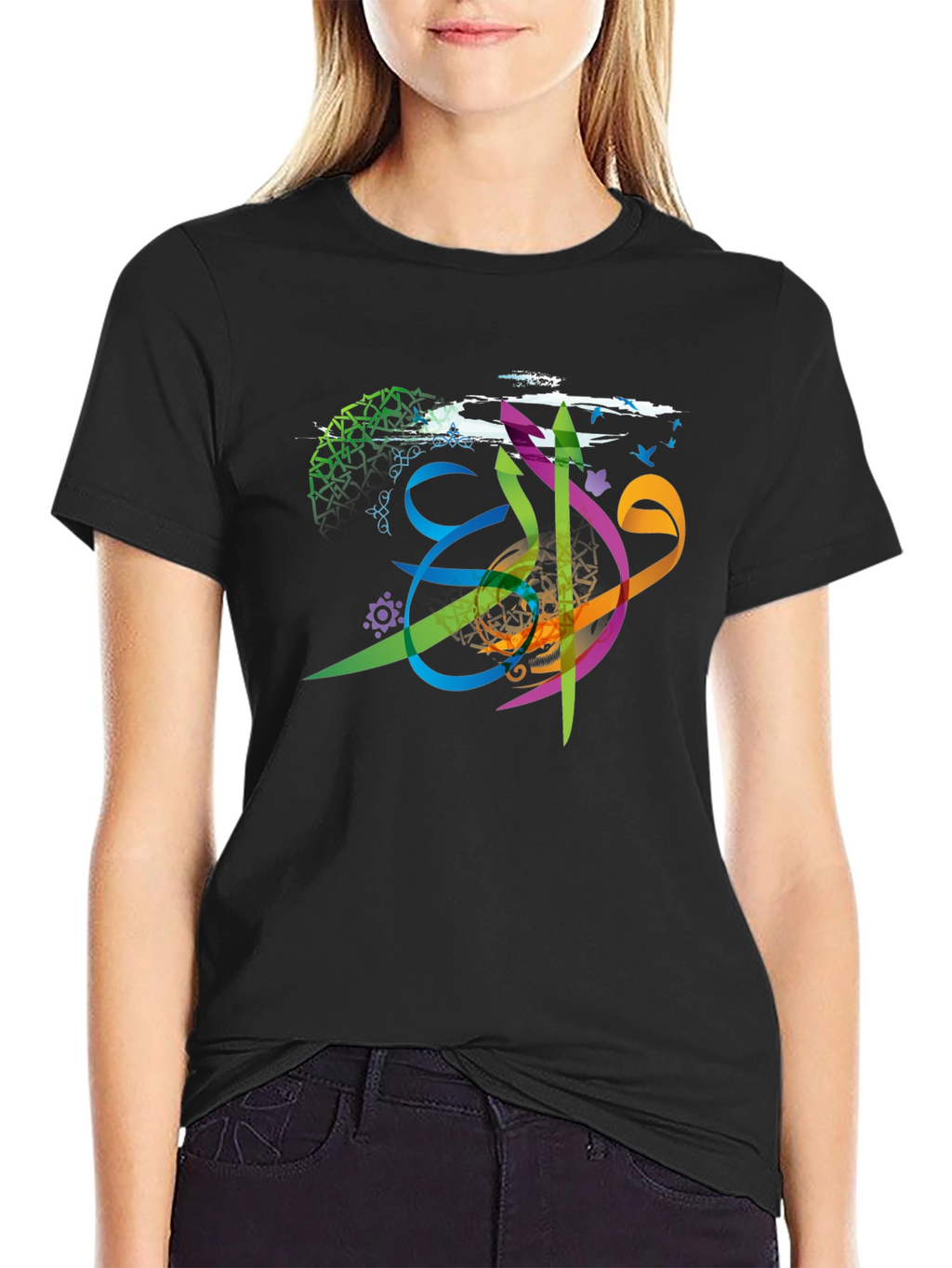 Artistic Arabic Calligraphy Mens T-Shirt - Black