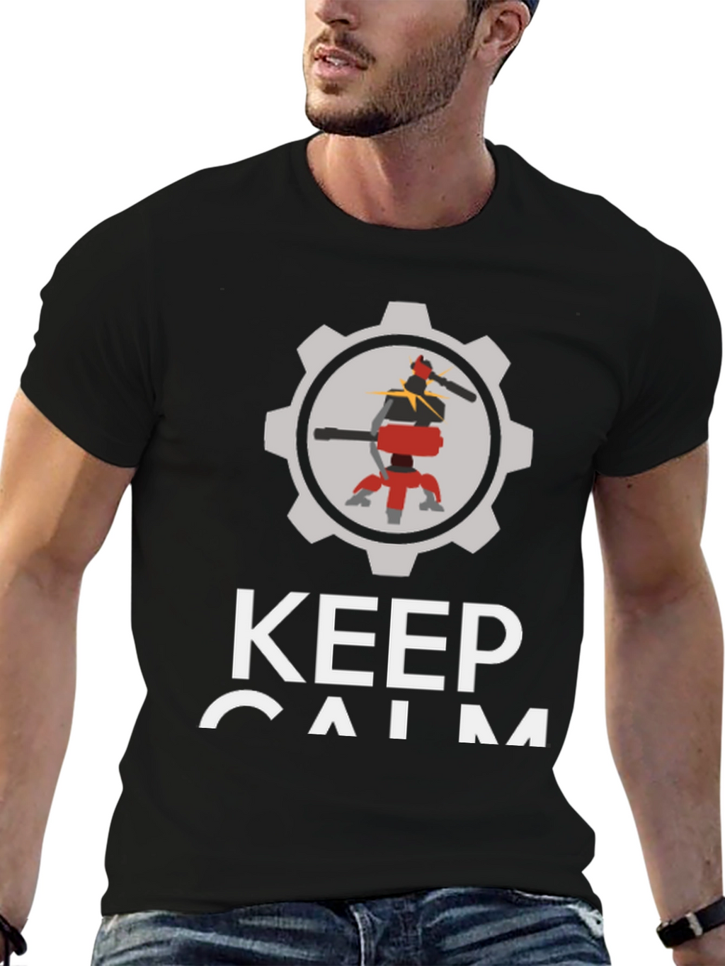 Keep Calm Automate T-Shirt - Black Cotton Robot Design