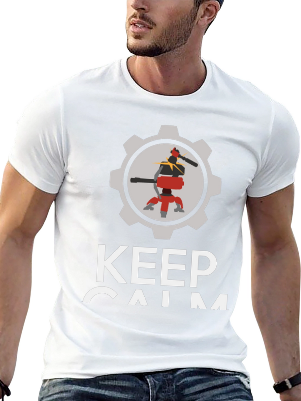 Keep Calm Automate T-Shirt - Black Cotton Robot Design