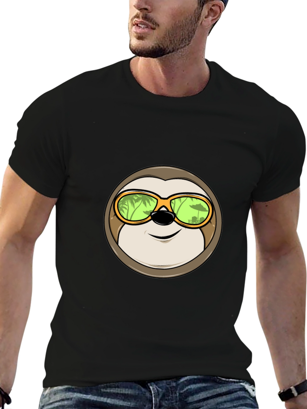 Relaxed Sloth Graphic Tee - Tropical Vibes