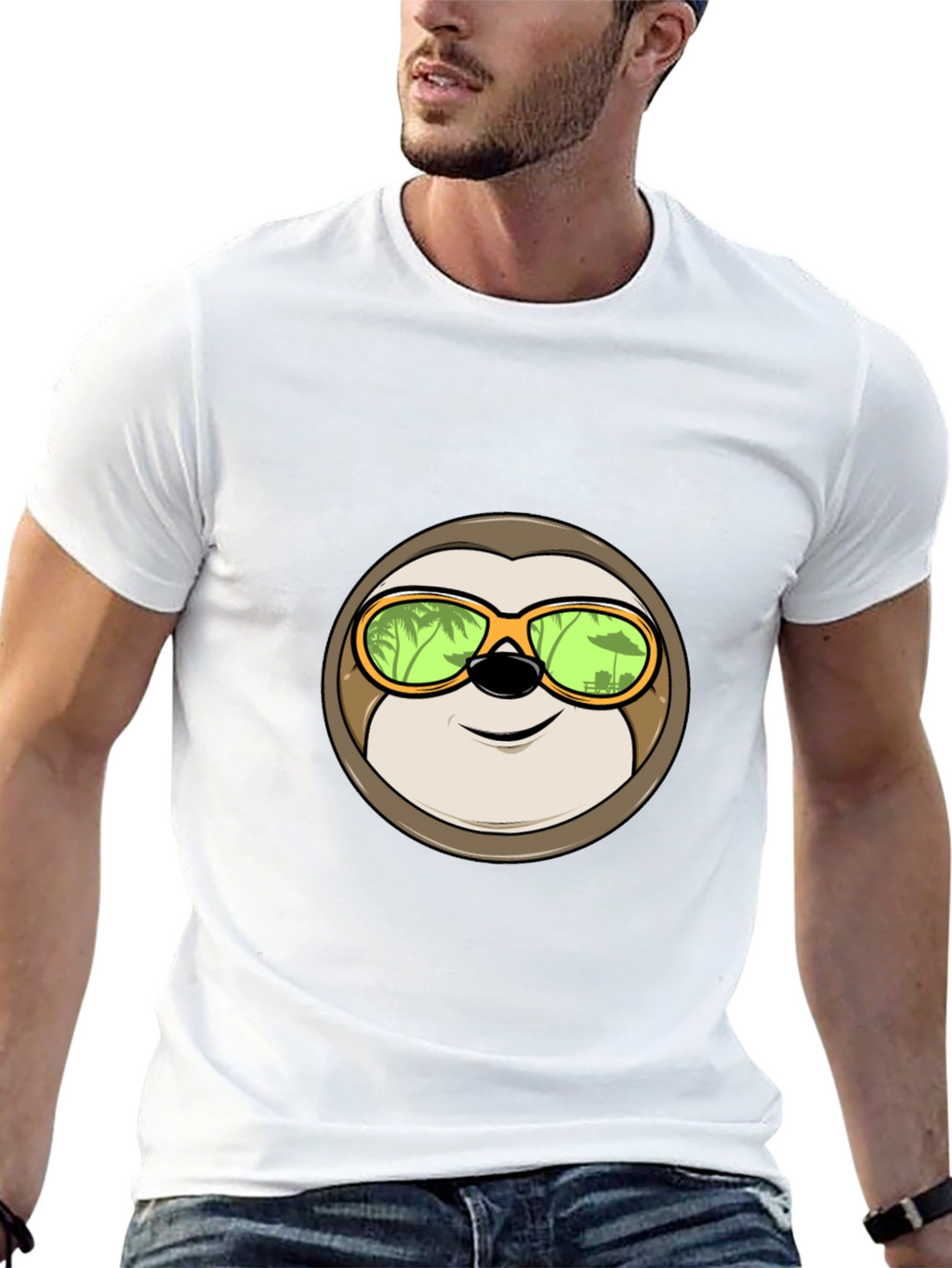 Relaxed Sloth Graphic Tee - Tropical Vibes