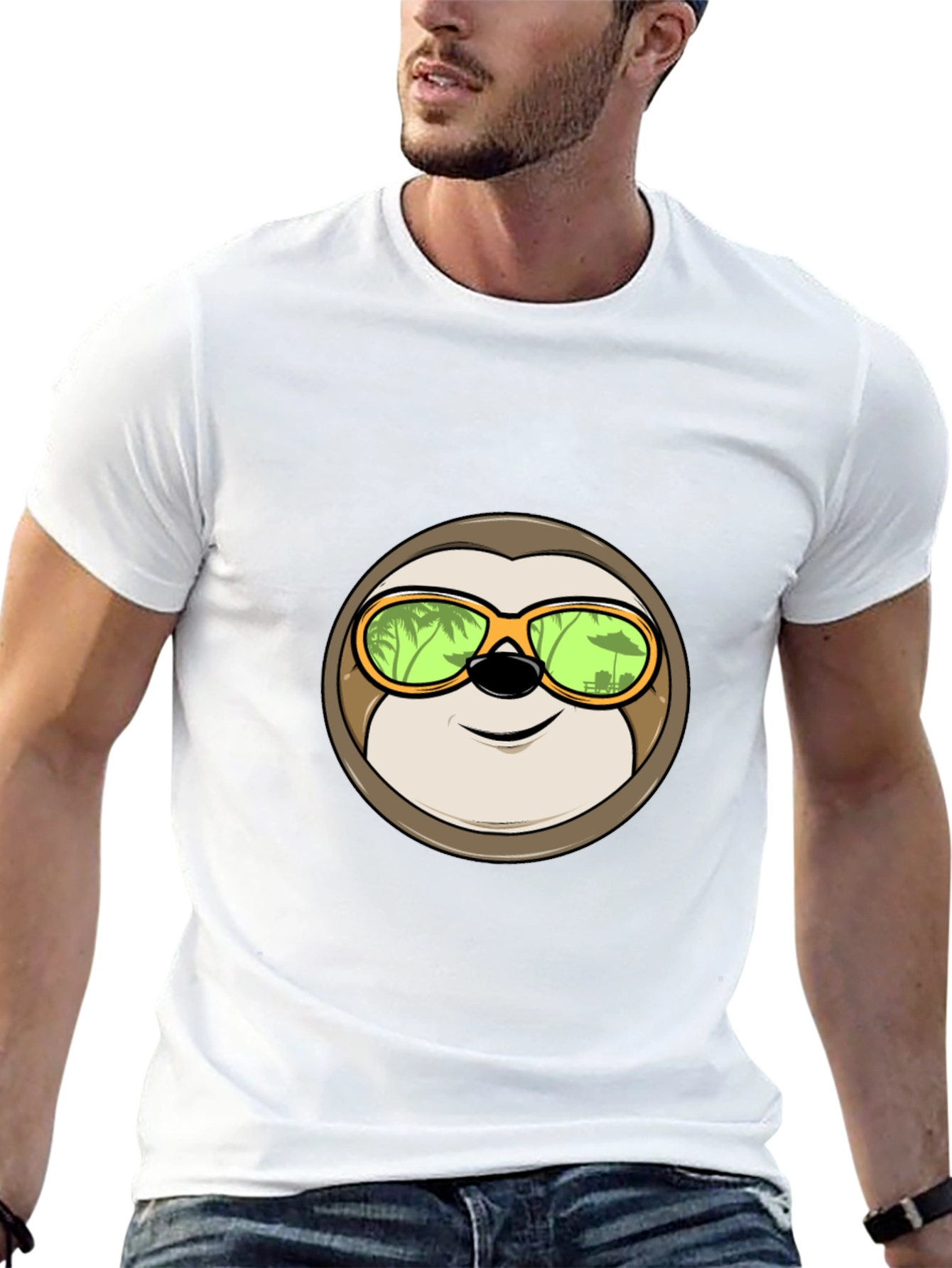 Relaxed Sloth Graphic Tee - Tropical Vibes