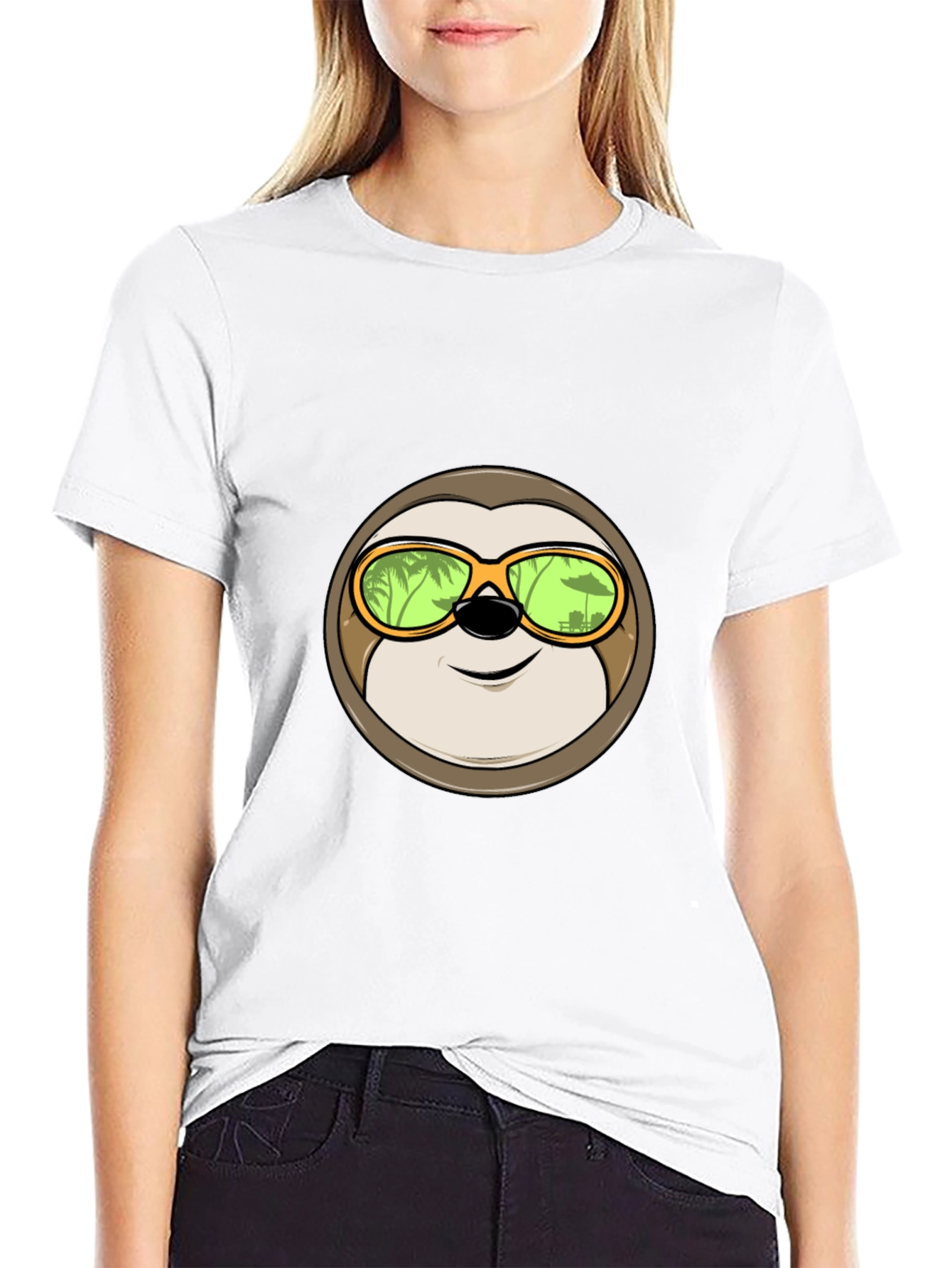 Relaxed Sloth Graphic Tee - Tropical Vibes
