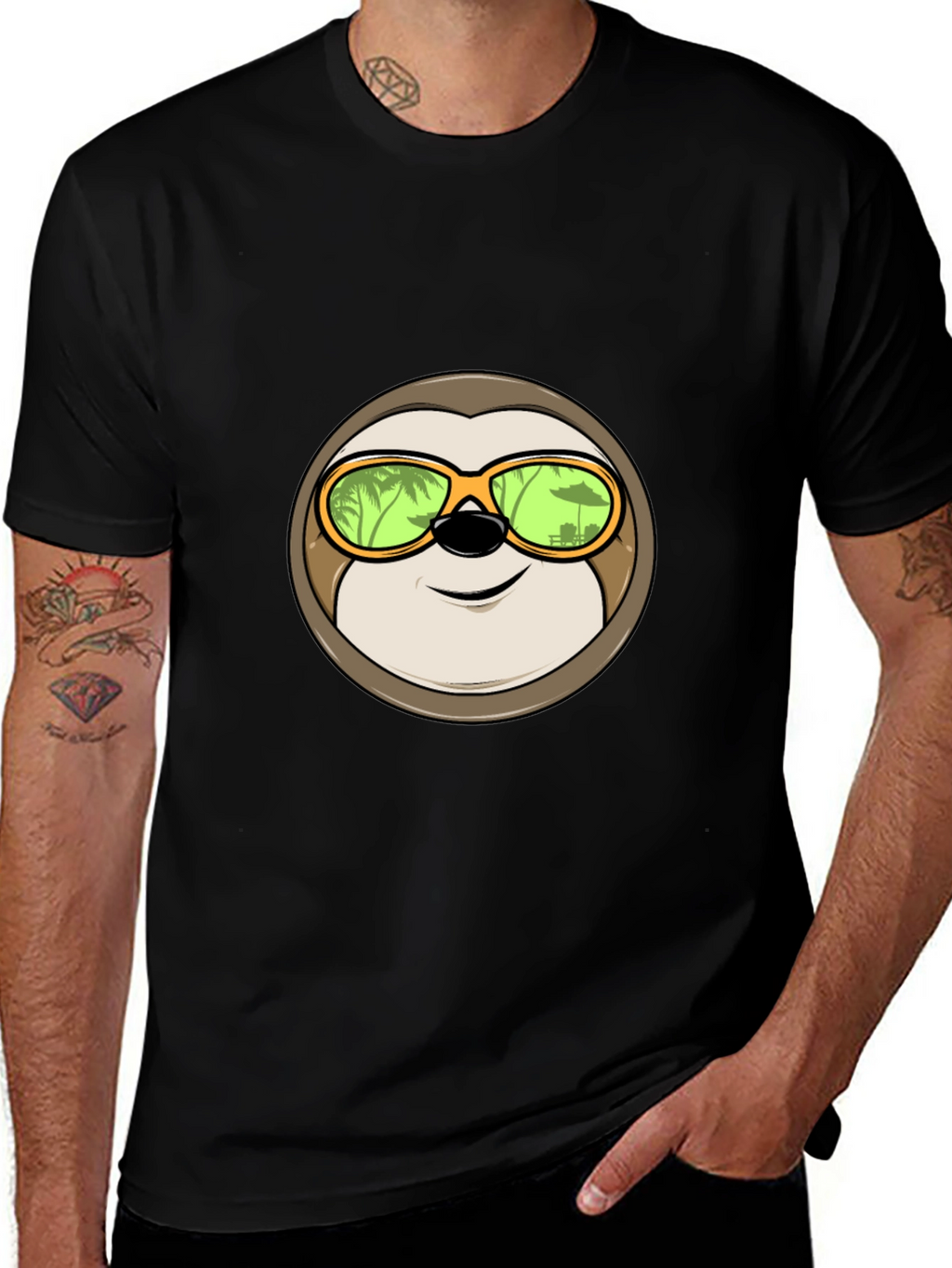 Relaxed Sloth Graphic Tee - Tropical Vibes