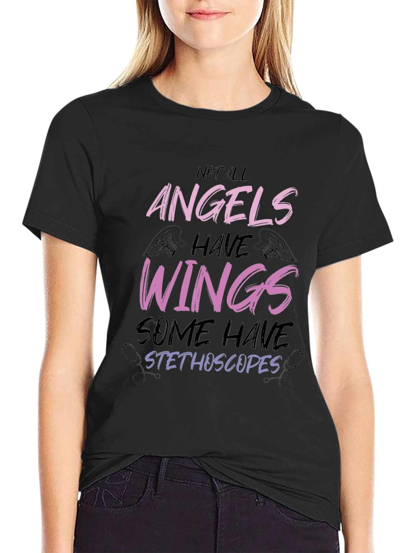 Angels Stethoscope Graphic Tee - Medical Hero Shirt