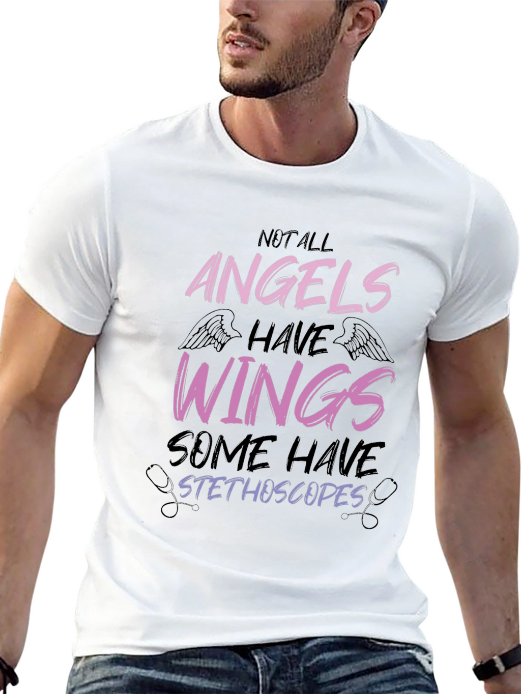 Angels Stethoscope Graphic Tee - Medical Hero Shirt