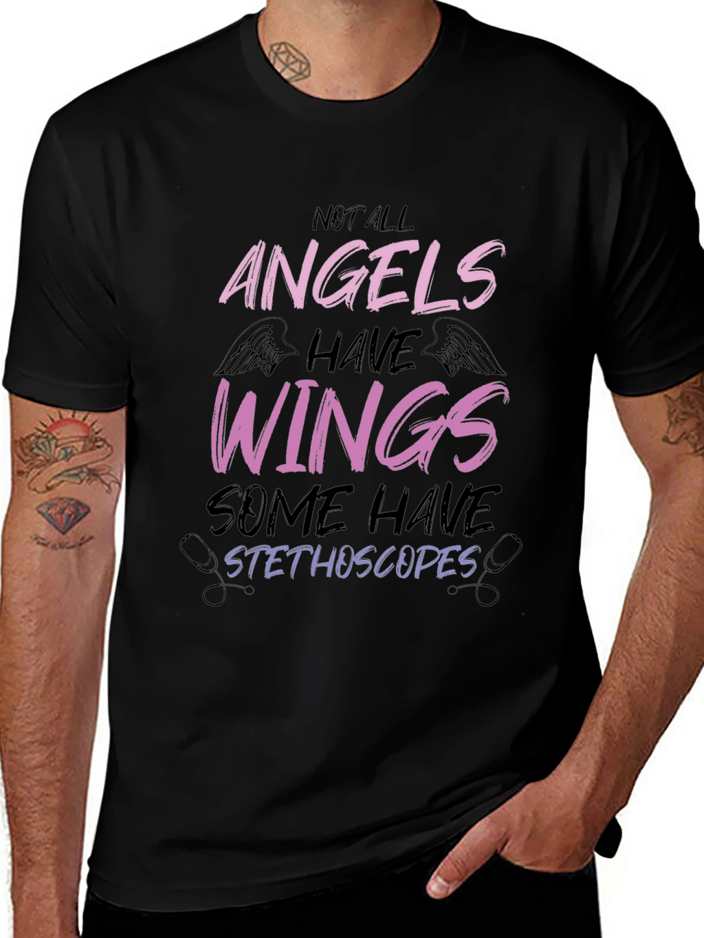Angels Stethoscope Graphic Tee - Medical Hero Shirt