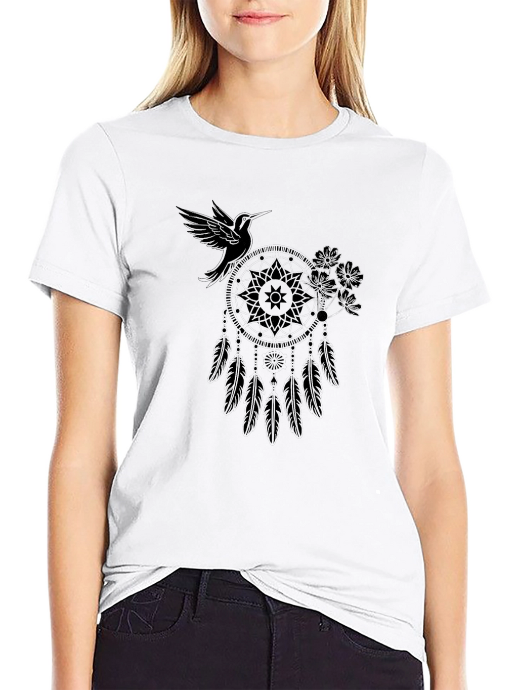 Dreamcatcher Hummingbird Black T-Shirt