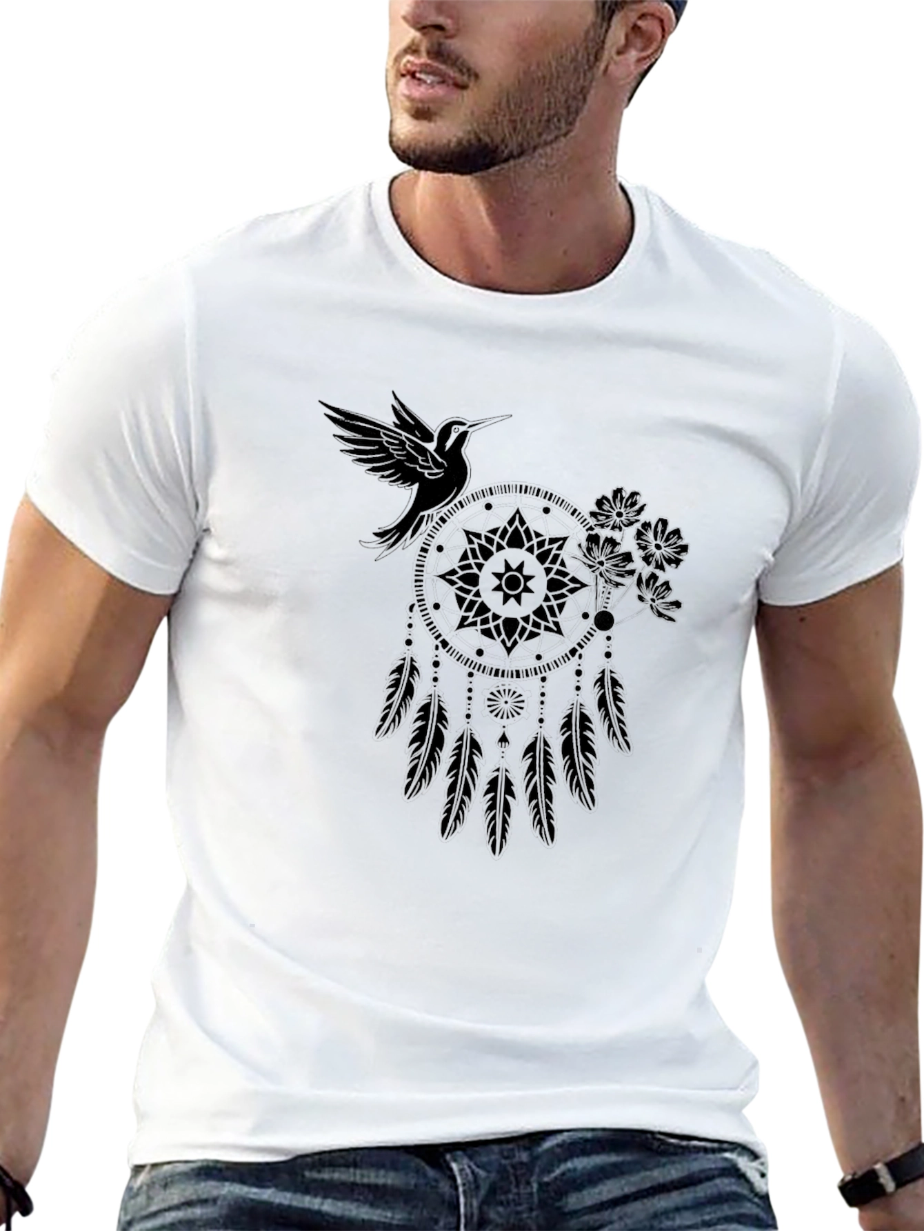 Dreamcatcher Hummingbird Black T-Shirt