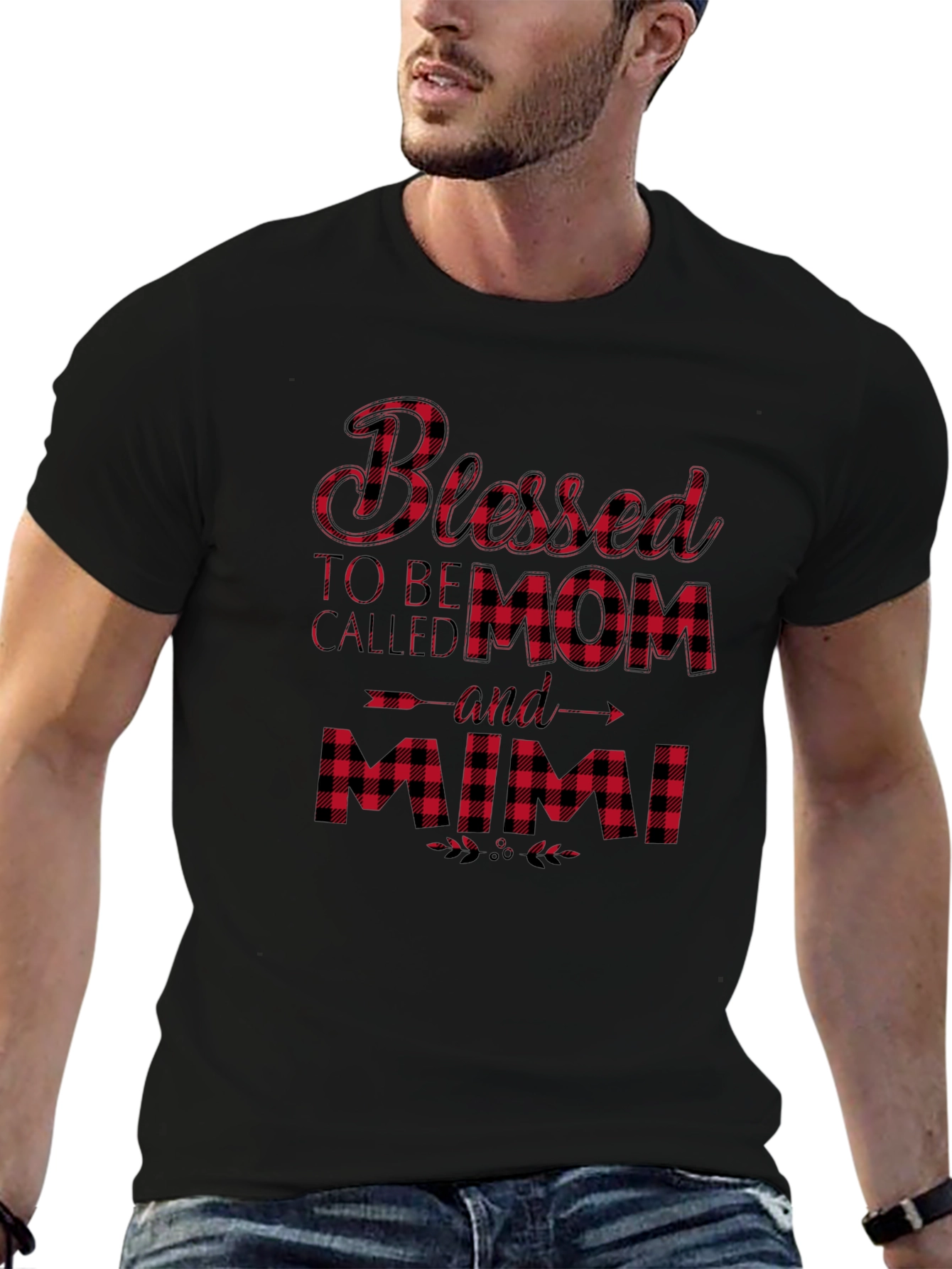 Blessed Mom and Mimi Buffalo Plaid T-Shirt