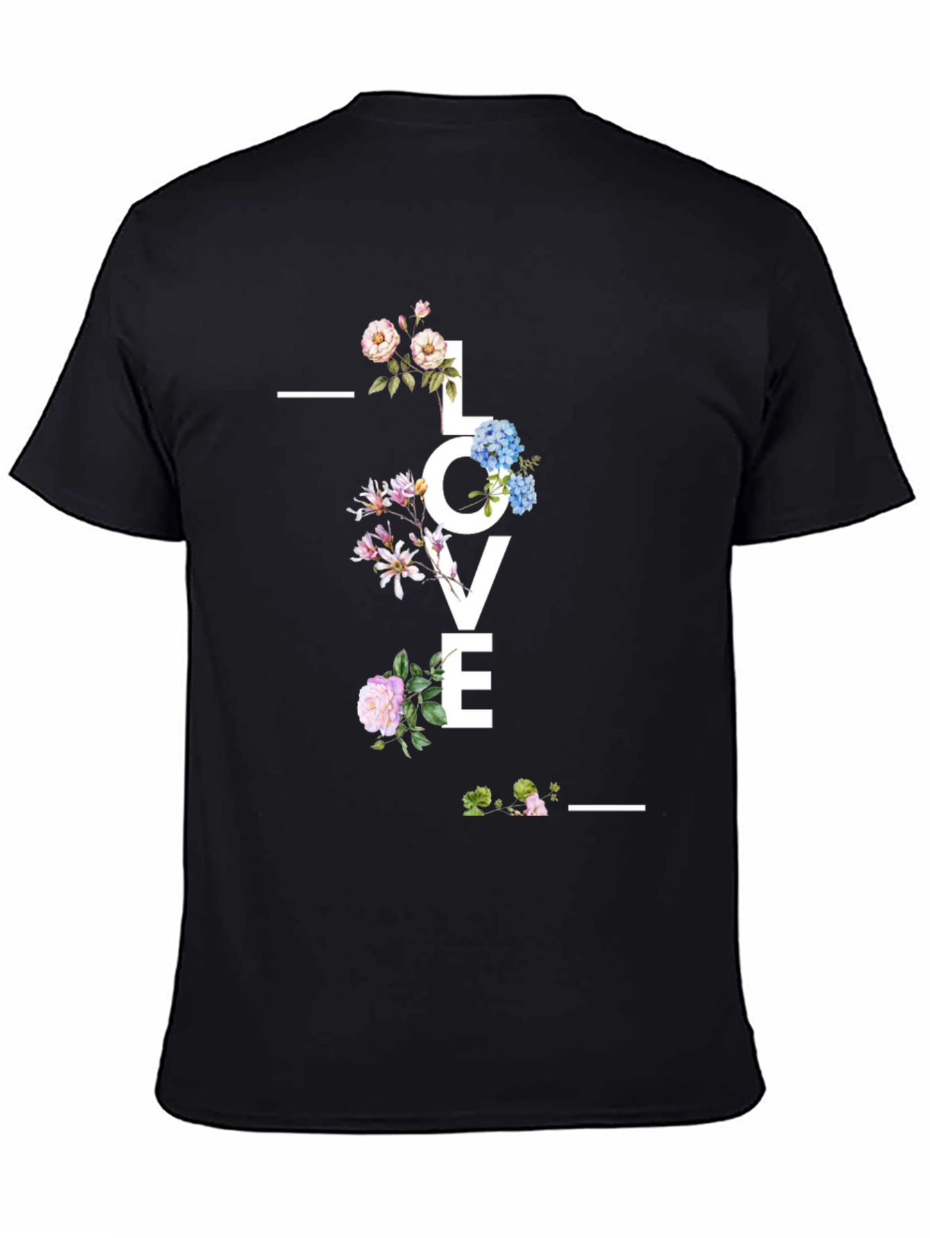Floral LOVE Graphic Black T-Shirt