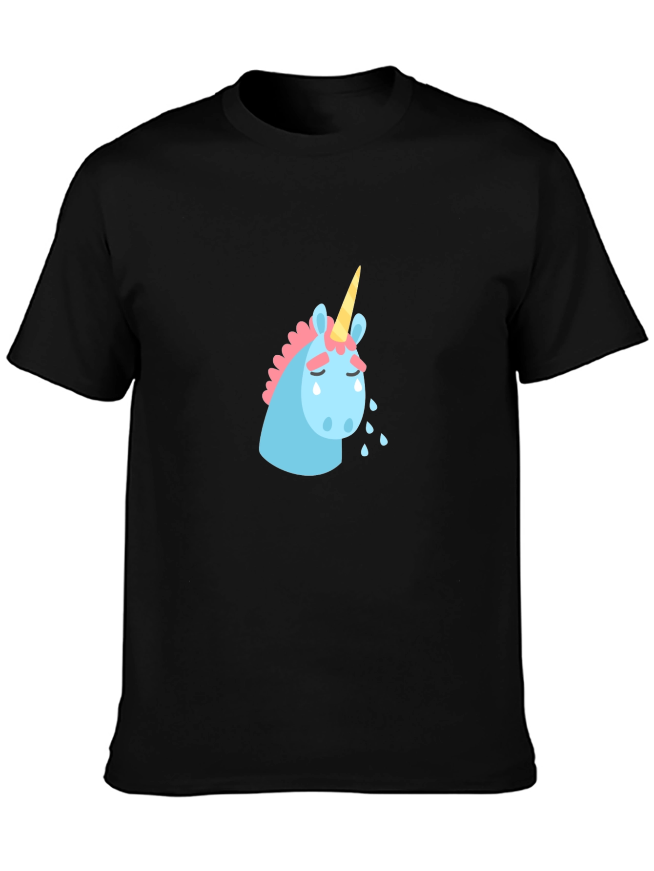 Sad Unicorn Graphic Tee - Black Cotton T-Shirt